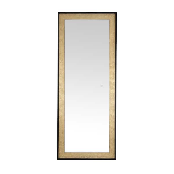 Safavieh Montauk Black/Gold Leaf 22 in. W x 65 in. H Rectangle Full Length Mirror