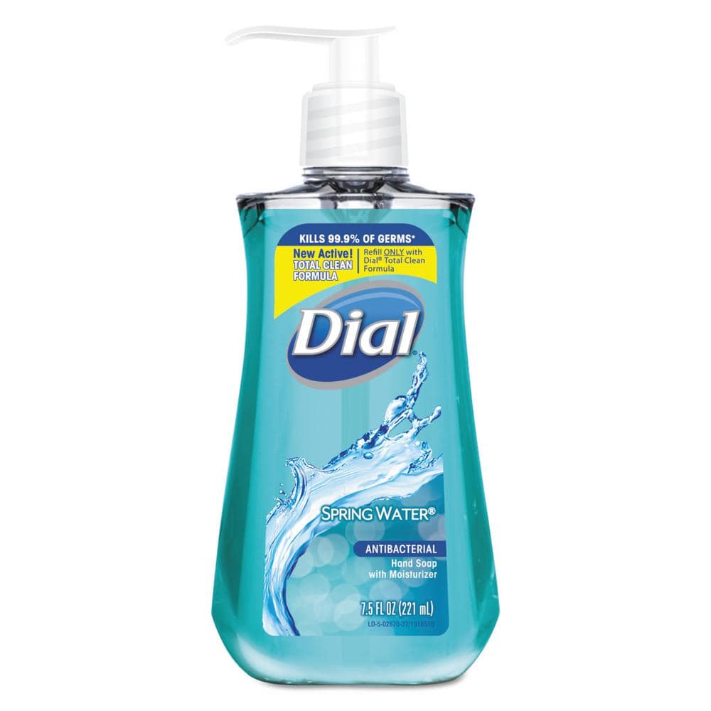 DIAL 7.5 oz. Spring Water Antibacterial Liquid Hand Soap, Bottle, 12 ...