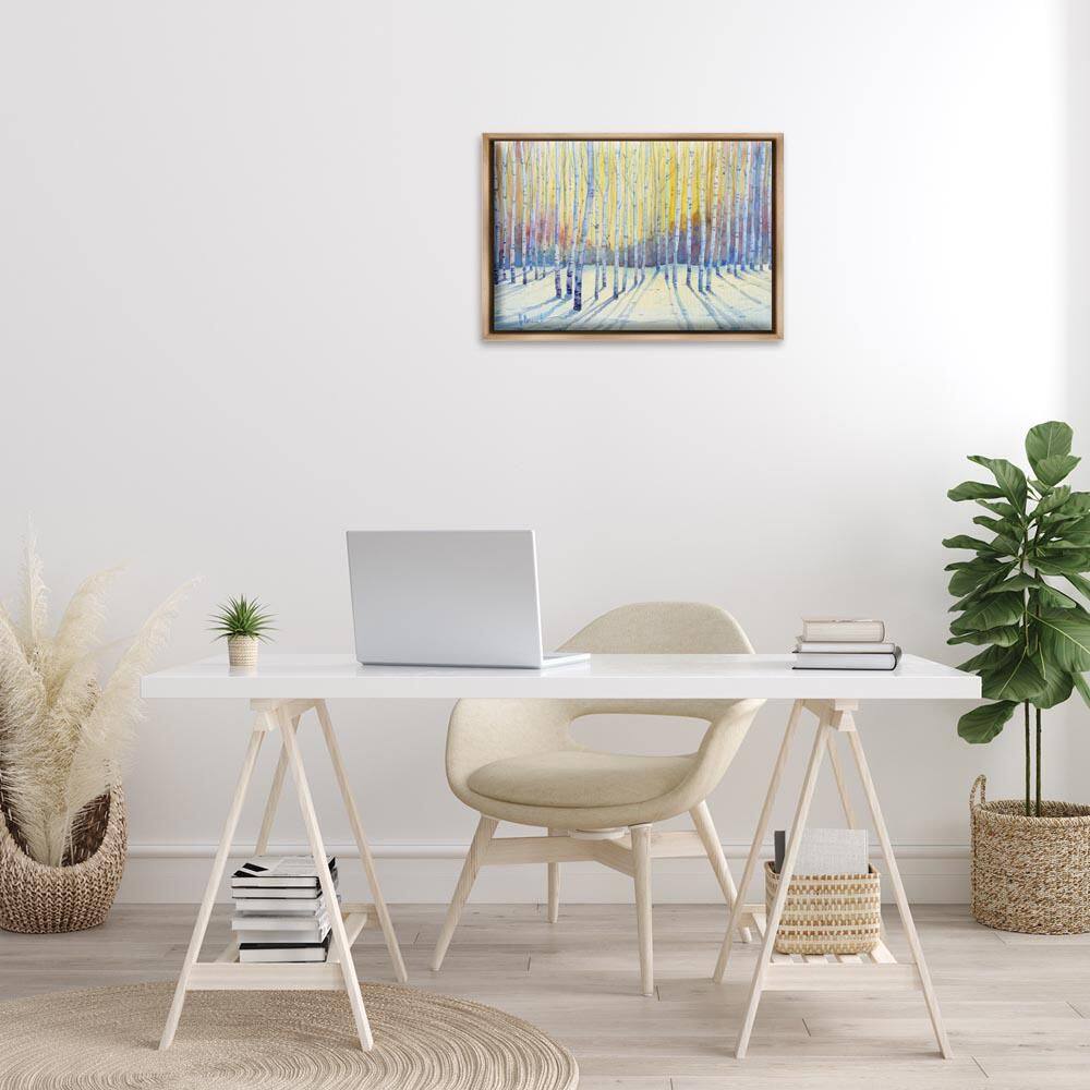 Sunlit Winter Birch Trees by Paul Brent Brown Floater Frame Nature Graphic Art Print 17 in. x 25 in. price history on PriceWatchPro
