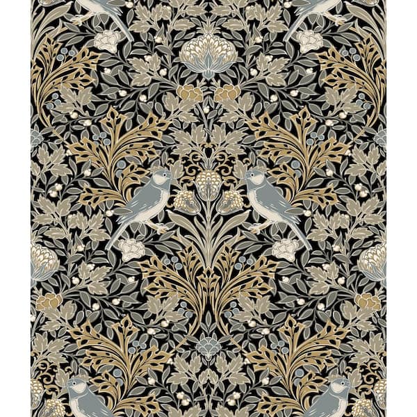 RoomMates Garden Aviary Black Peel and Stick Wallpaper