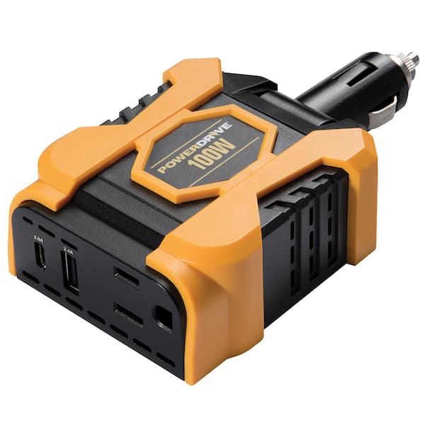 PowerDrive 100-Watt Direct Plug Inverter with 1 AC and Dual port - Standard  USB 2.4 Amp and USB-C 3.0 Amp port PD100D - The Home Depot