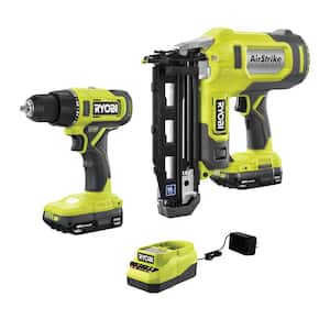 ONE+ 18V Cordless 2-Tool Combo Kit w/ 1/2 in. Drill/Driver, 16-Gauge Finish Nailer, (2) 1.5 Ah Batteries, and Charger