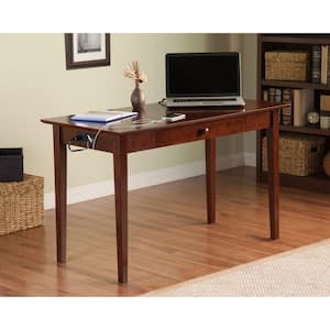 24 in. Rectangular Walnut 1 Drawer Computer Desk with Solid Wood Material