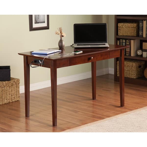 AFI 24 in. Rectangular Walnut 1 Drawer Computer Desk with Solid Wood Material