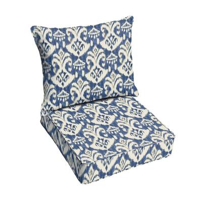 Sorra Home Indigo Graphic Rectangular Outdoor Knife Edge Lumbar Pillows ...