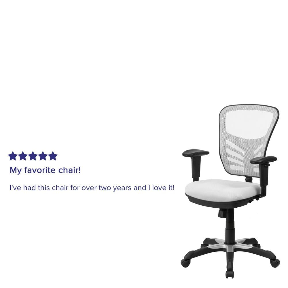 ErgoFlex White Mesh Mid-Back Executive Swivel Office Chair with Adjustable Arms