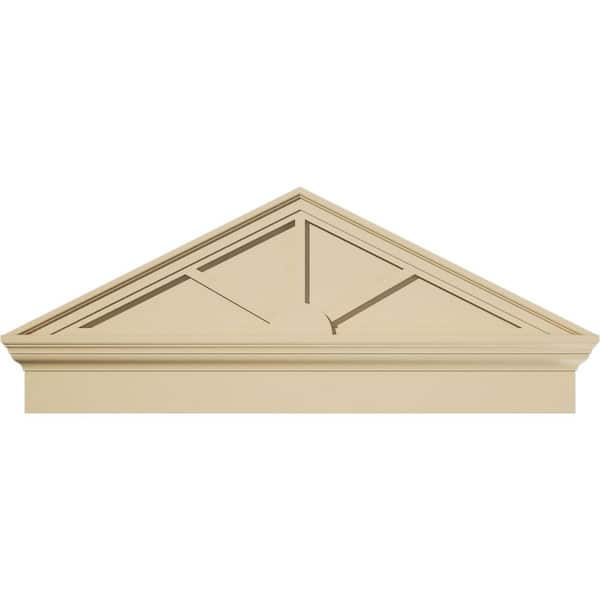Ekena Millwork 42-in W x 17-3/8-in H x 2-3/4-in P (Pitch 6/12) Peaked Cap 3 Spoke Signature Urethane Combination Pediment, Primed Tan
