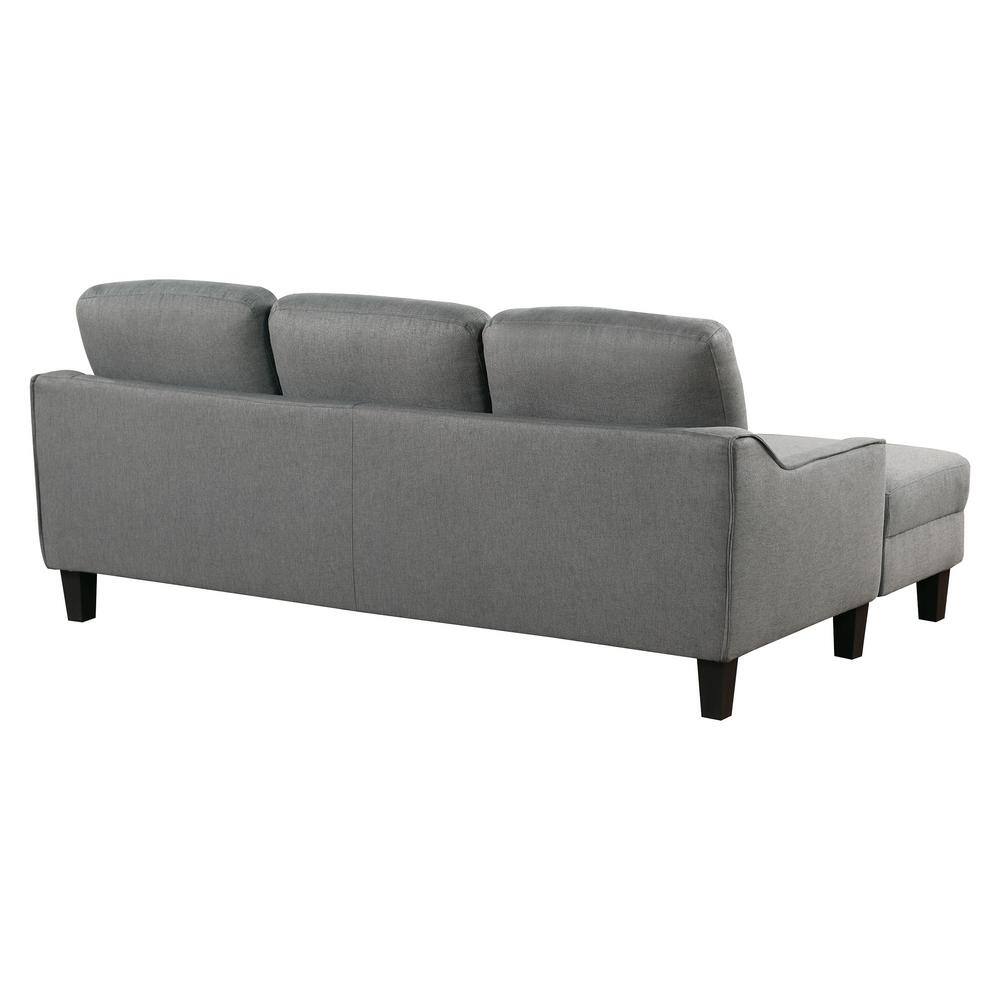 Twin Gray Fabric Sleeper Sectional with Metal Legs & Pillow-top Arm
