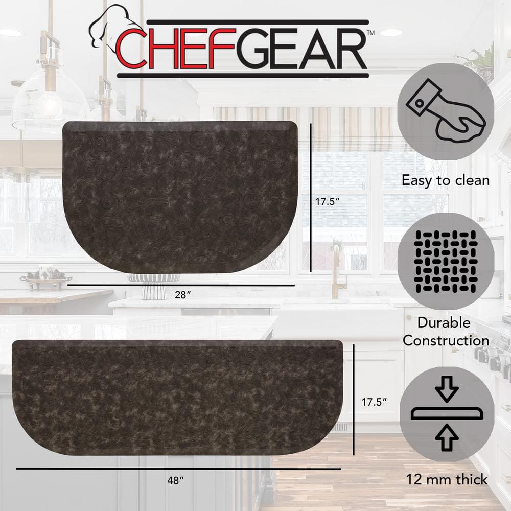 Dark Gray Foam Core Kitchen Mat Set, 17.5x48 and 17.5x28