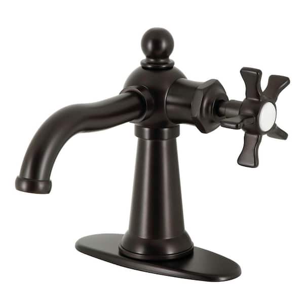 Kingston Brass Hamilton Single-Handle Single Hole Bathroom Faucet with Push Pop-Up and Deck Plate in Oil Rubbed Bronze