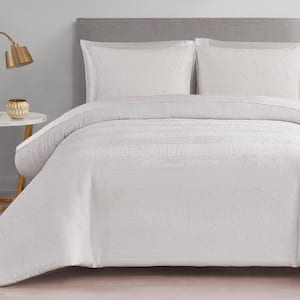 Queenie Sequin 3-Piece White Microfiber Full/Queen Comforter Set