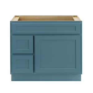 36 in. W. x 21 in. D x 32.5 in. H 2-Left Drawers Bath Vanity Cabinet without Top in Sea Green