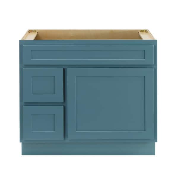 Vanity Art 36 in. W. x 21 in. D x 32.5 in. H 2-Left Drawers Bath Vanity Cabinet without Top in Sea Green