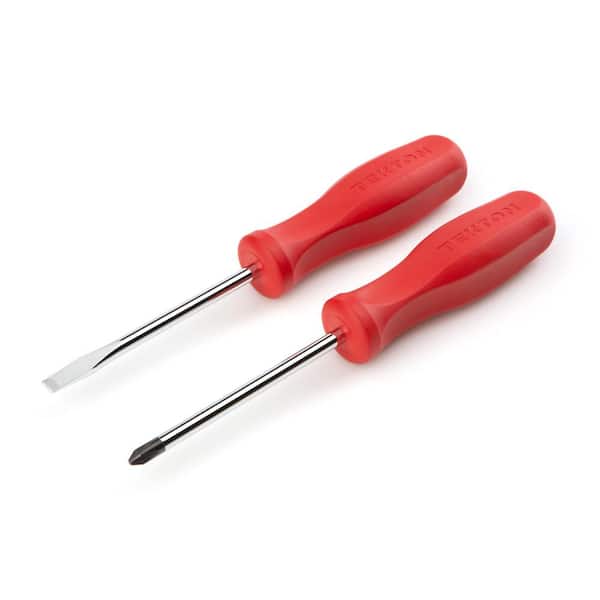 TEKTON Phillips/Slotted Hard-Handle Screwdriver Set, 2-Piece (#2,1/4 in.) - Chrome Blades