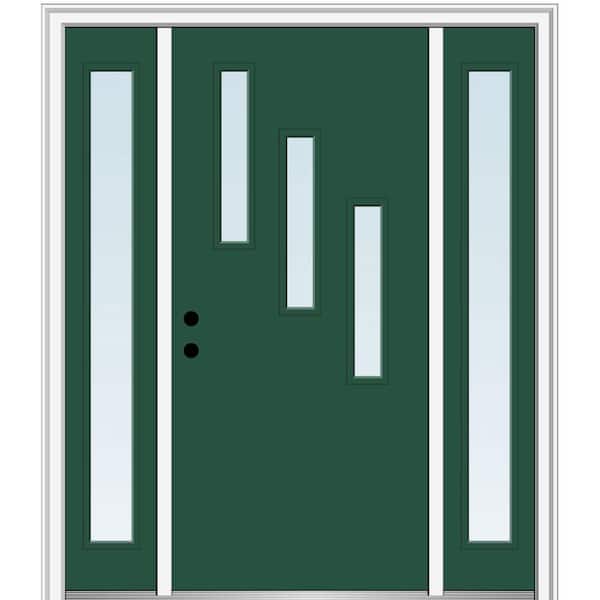 MMI Door 68.5 in. x 81.75 in. Davina Right-Hand Inswing 3-Lite Clear Low-E Painted Fiberglass Prehung Front Door with Sidelites