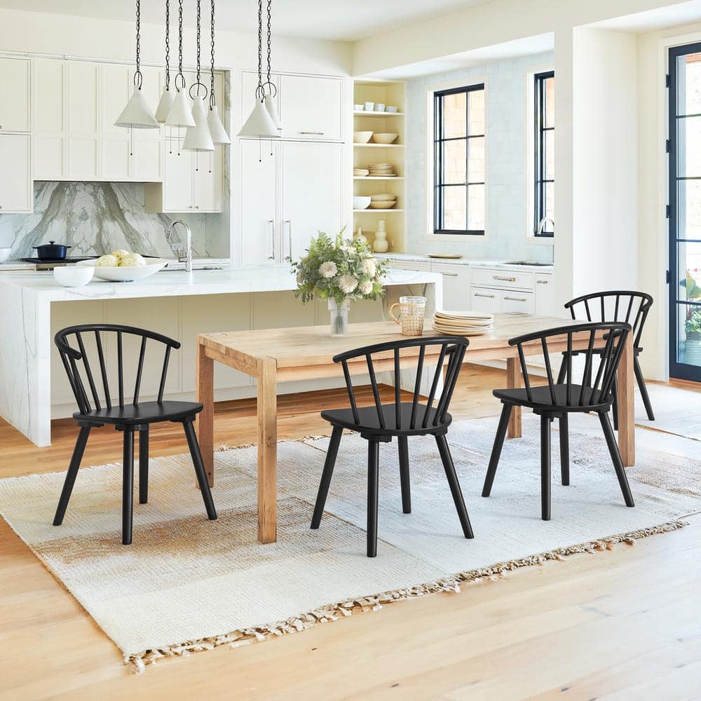 LUE BONA Winson Black Solid Wood Talia Dining Chair Windsor Back