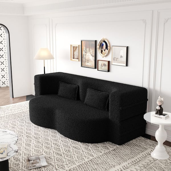 2人掛け・3人掛けソファ 2 seat black sofa bed (double shape) Black - 2 Seat - Sofa Beds & Sleeper Sofas - The Home Depot
