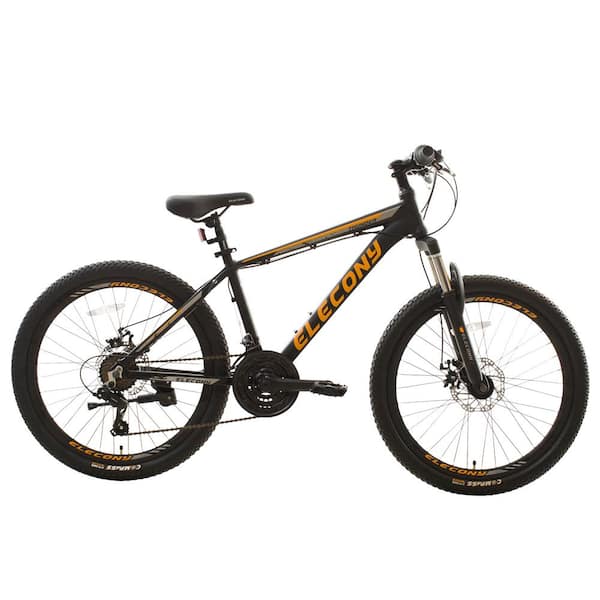 24 in. Aluminum Mountain Bike with 21 Speed Mountain Bicycle for Boys Girls in Black