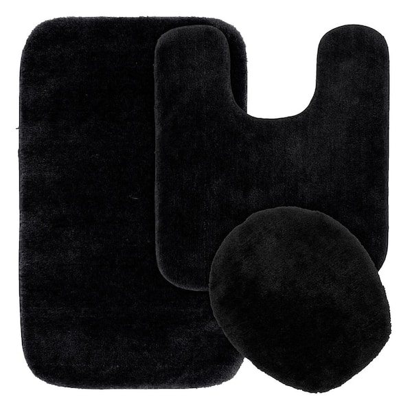 Garland Rug Traditional Black 3-Piece Washable Bathroom Rug Set BA010W3P02J9 - The Home Depot