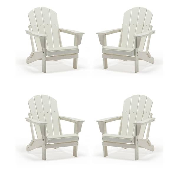 Uixe White Folding Plastic Adirondack Chair (4-Pack)