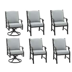 St, Charles Aluminum Outdoor Patio Dining Chairs with Sunbrella Cast Mist Cushions (6-Pack)