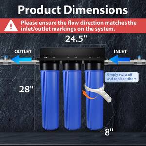3-Stage Whole House Water Filtration System with Sediment, Carbon and Iron, Manganese Reducing Whole House Water Filters