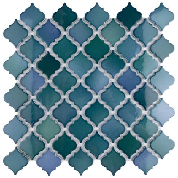 Hudson Tangier Aquamarine 12 in. x 12 in. Porcelain Floor and Wall Mosaic Tile (11.0 sq. ft./Case)