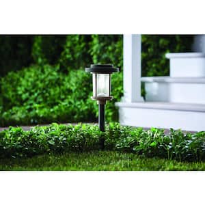 Charleston 20 Lumens Solar 2-Tone Black and Grey Diecast LED Pathway Light with Seedy Glass Lens and Vintage Bulb