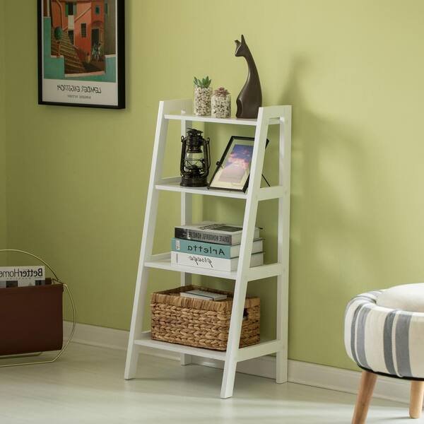 A-frame Ladder Bookshelf with 4-Tier Saving Space Store Books Home Decor 