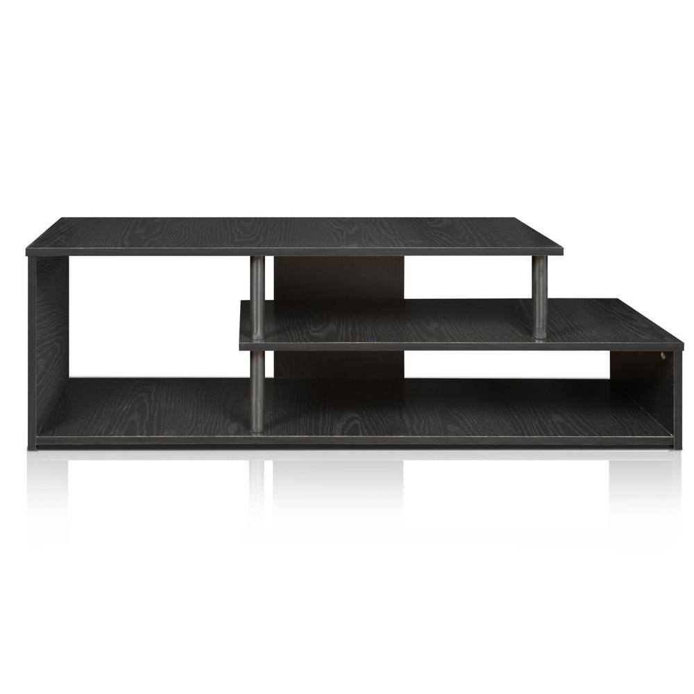 Black Geometric Design Low Rise TV Stand with Shelves
