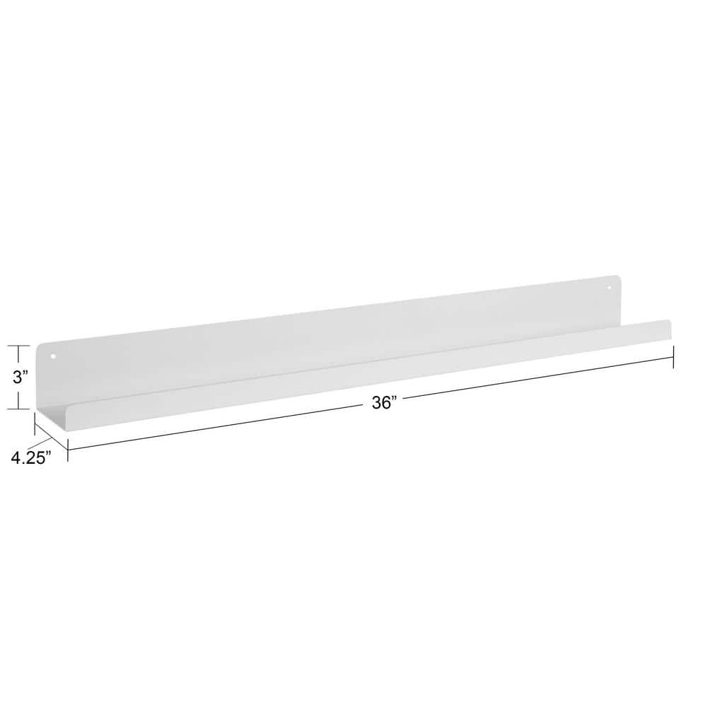 White 39" Modern Metal Floating Wall Shelf