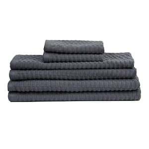 Lisbon 6-Piece Grey Solid 100% Cotton Bath Towel Set
