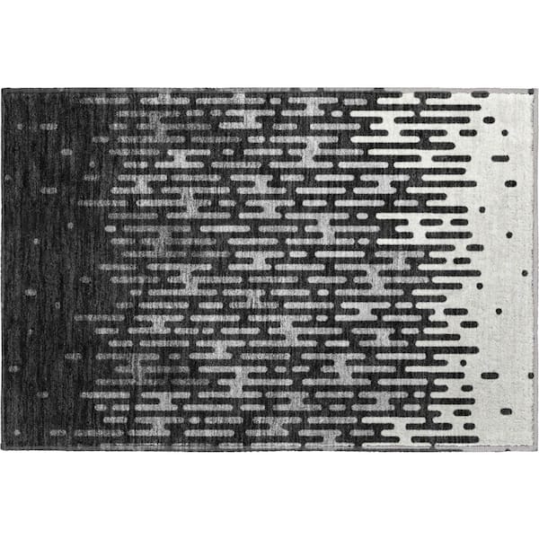 Mayfield Premium Machine Washable Abstract AMF2567 Black 2 ft. x 3 ft. Accent Rug
