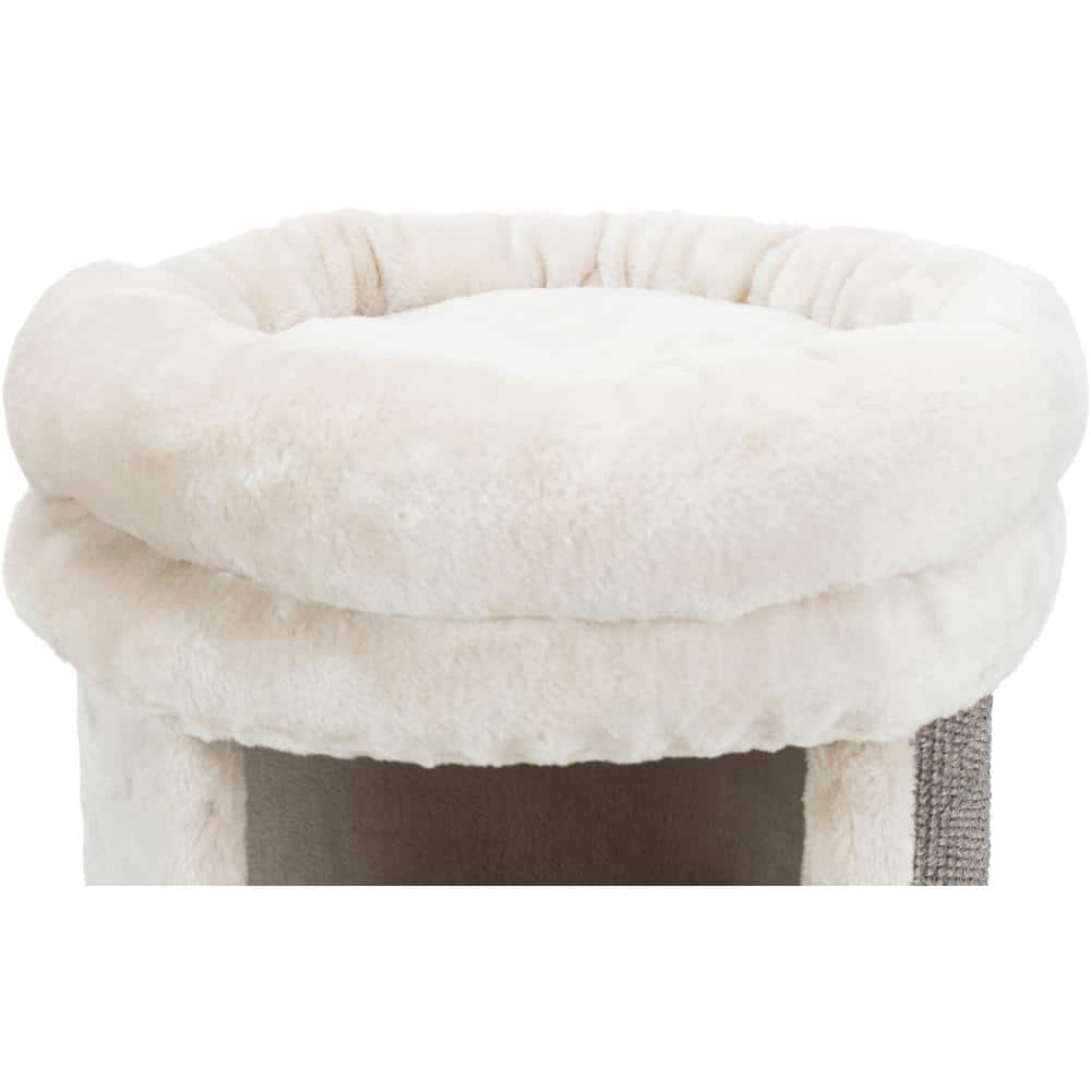 Gray and Taupe Sisal 2-Story Cat Tower with Removable Cushions