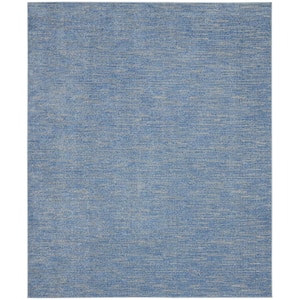 Essentials Blue/Grey 6 ft. x 9 ft. Solid Indoor/Outdoor Geometric Ombre Contemporary Area Rug