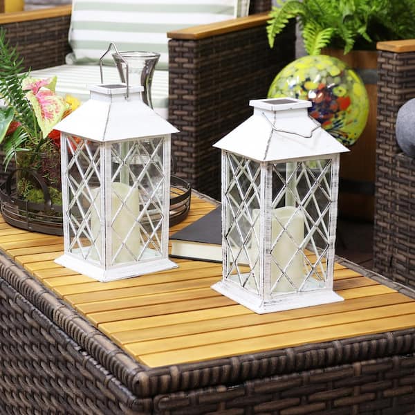 14 Set of 2 Outdoor Solar Candle Lantern Flickering Flameless LED  Candle/Plastic Hanging Solar Garden Light/Decorative Lantern For Patio  Pathway Deck