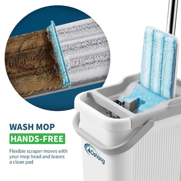 Myiosus Mop Set With Bucket, Cleaning Bucket With Mop, Floor Mop Set With 5 Microfibre Pads, Telescopic Handle & Foot Pedal, Mop With Wring Function For Floor Cleaning, Sending 5 Cleaning Cloths