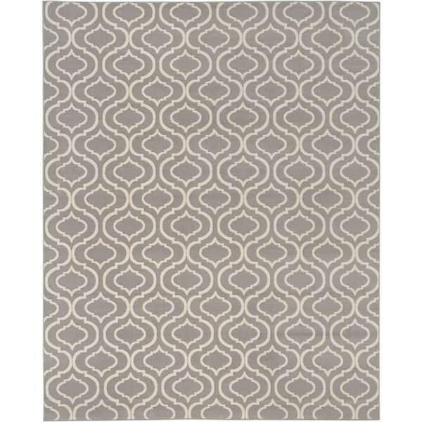 Jubilant Grey 9 ft. x 12 ft. Trellis Transitional Area Rug
