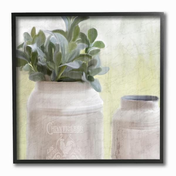 12 in. x 12 in. "White Farmhouse Mill Can Filled with Greenery" by Kimberly Allen Framed Wall Art
