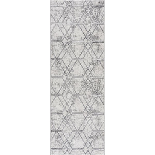 United Weavers Reserve Broadway Grey 2 ft. 7 in. x 7 ft. 2 in. Runner Rug
