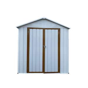 Outdoor Storage 6 ft. W x 4 ft. D White+Yellow Metal Shed with Double Door and Vent (24 Sq. ft.) for Garden and Backyard