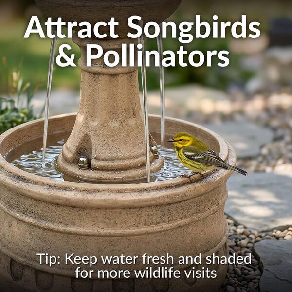 Sunnydaze Cyprus 3-Tier Polyresin Outdoor Fountain - Eggshell WNC