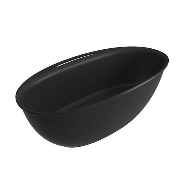 CASAINC 67 in. x 33 in. Soaking Bathtub in Matte Black CA-11 
