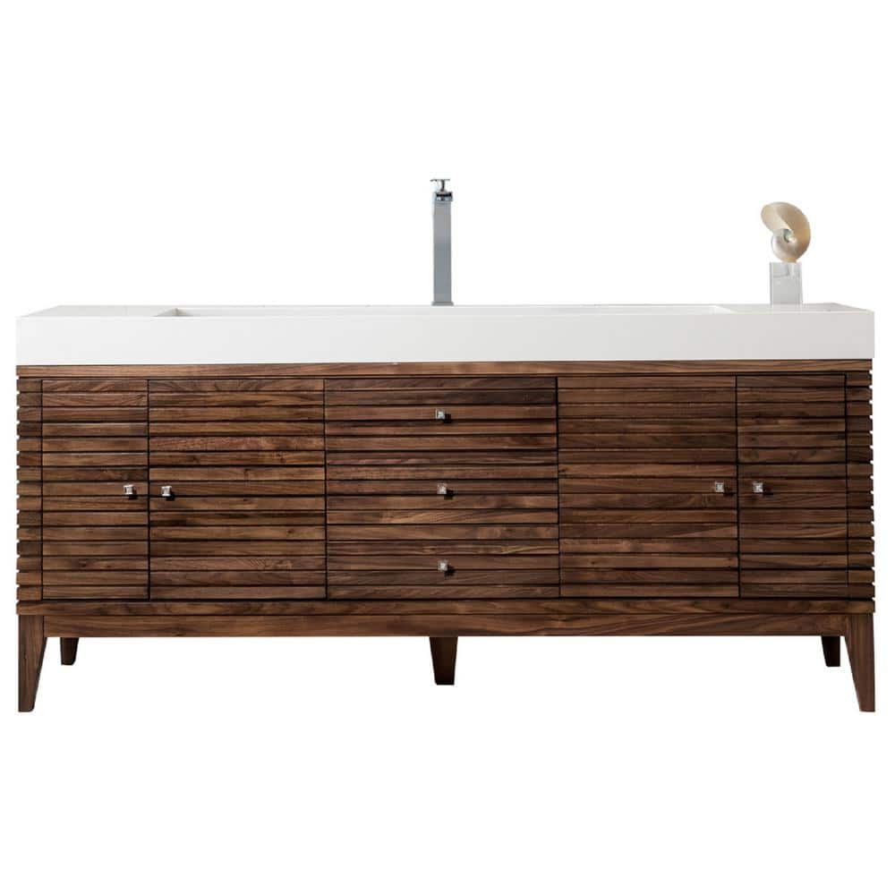Linear 72.5 in. W x 19 in.D x 34.3 in.H Single Bath Vanity in Mid Century W