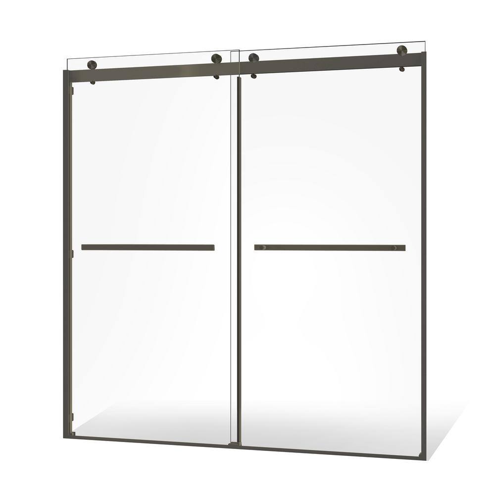 Portofino Frameless Brushed Nickel Double Sliding Shower Door