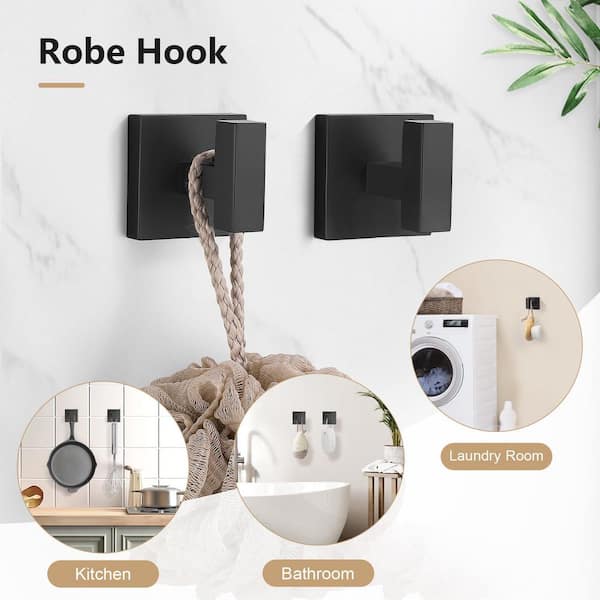 5-Piece Stainless Steel Bath Hardware Set with 23.6 in. Towel Bar, Toilet Paper Holder, Towel Ring, Towel Hook in Black