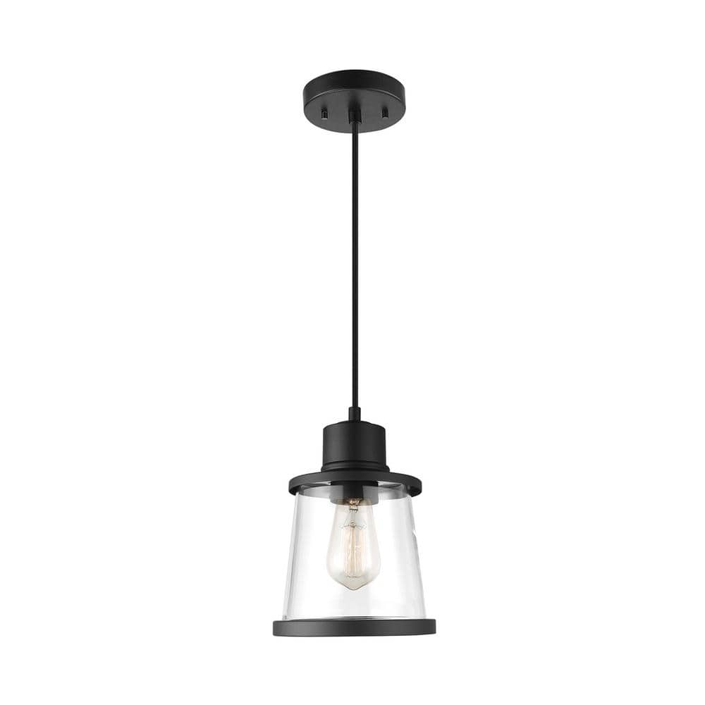 Adams 1-Light Matte Black Plug-In or Hardwire Pendant Lighting with 15 ft. 