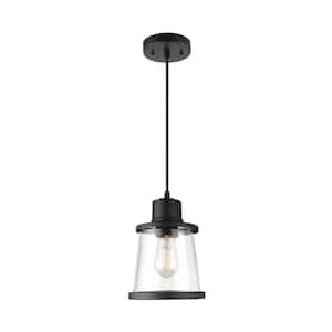 Adams 1-Light Matte Black Plug-In or Hardwire Pendant Lighting with 15 ft. Cord