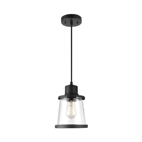 Globe Electric Adams 1-Light Matte Black Plug-In or Hardwire Pendant Lighting with 15 ft. Cord