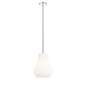 Fairfield 1-Light Polished Nickel Shaded Pendant Light with Matte White Glass Shade